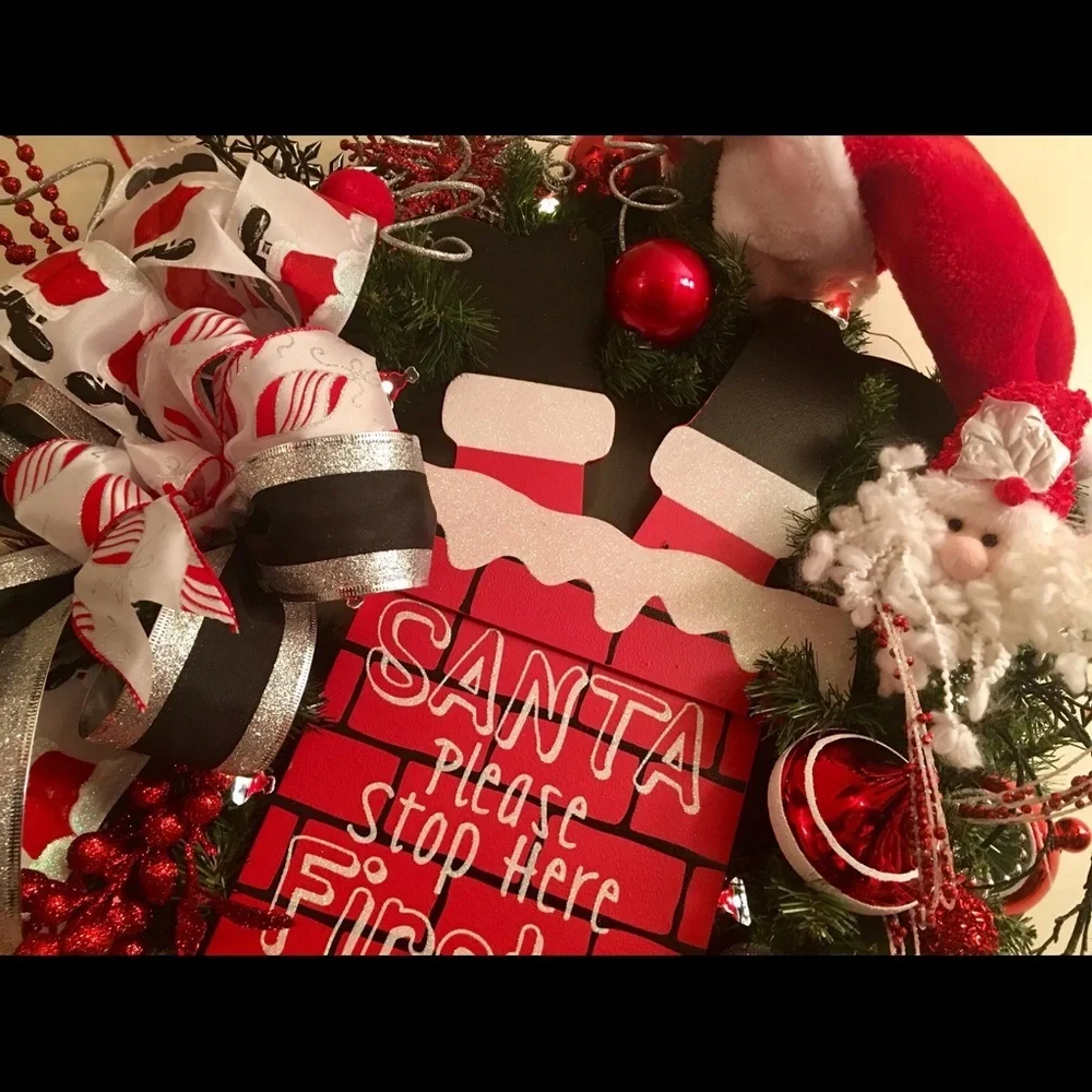 Unique Fun Red Designer Santa Christmas Wreath